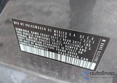 2021 Volkswagen Jetta 1.4T R-Line/1.4T S из США, поврежденный, VIN 3VWN57BU7MM098914